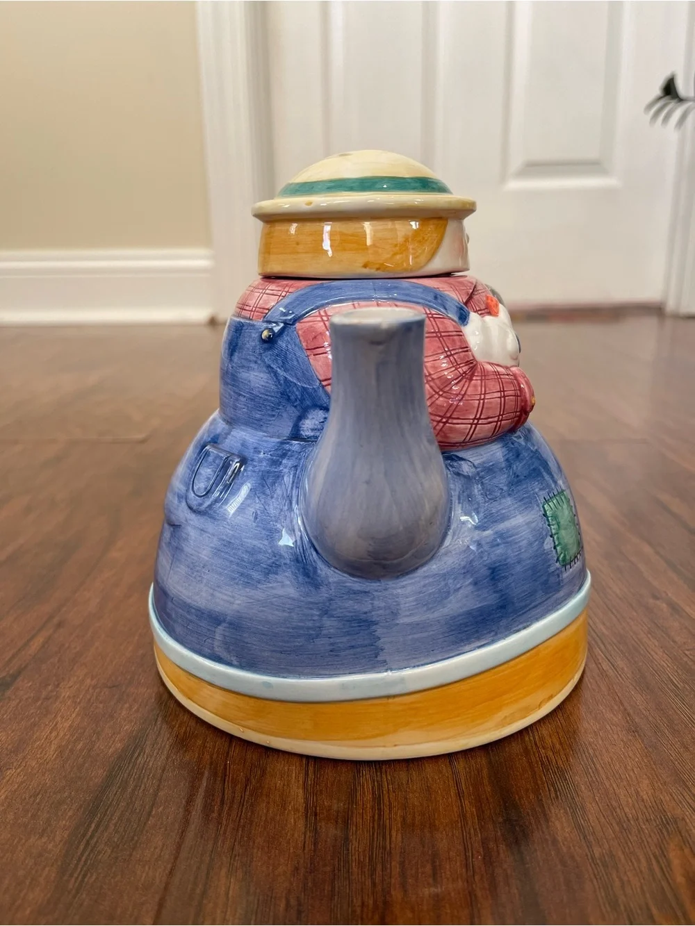 Roshco Down Home Collection Farmer Teapot 1995 Country Ceramic Kitchen Decor